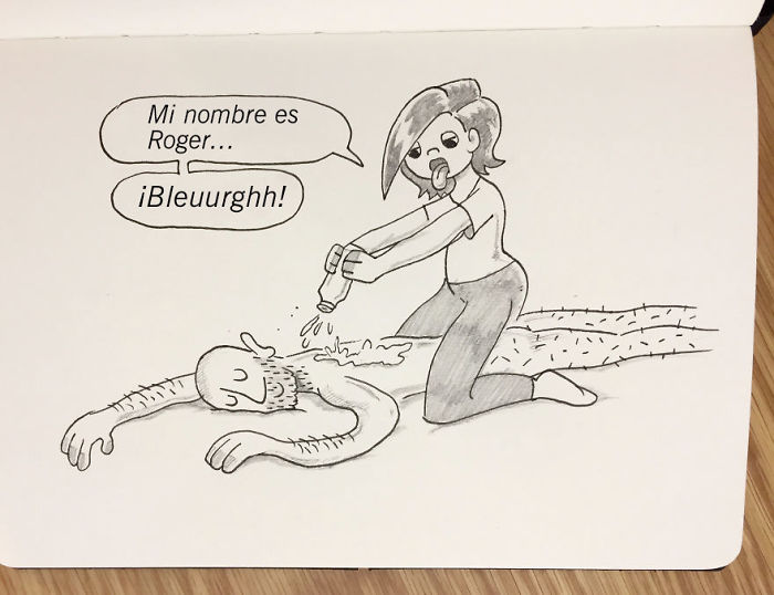 Cuando Kellie esta a punto de dar un masaje y esta aplicando el aceite o loción, simula que es un tío eyaculando sobre mi