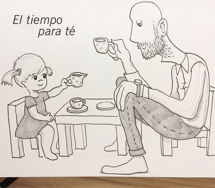 Casi todos los días cuando vuelvo del trabajo Poppy quiere jugar a las cocinitas conmigo. Disimulamos que vertemos el té y comemos el pastel. Es algo adorable observarla