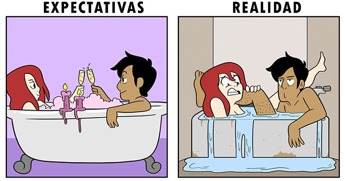5 Divertidos momentos de una relación cuando las expectativas se enfrentan a la realidad