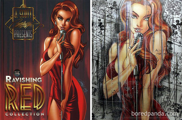 Original De J. Scott Campbell (Izquierda) Y Obra De Benjamin Spark (Derecha)
