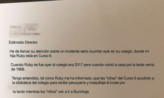 Una hija cuenta a su padre una política sexista de su colegio y él zanja el asunto de la mejor forma posible