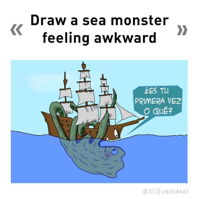Dibuja A Un Monstruo Marino Sintiéndose Incómodo