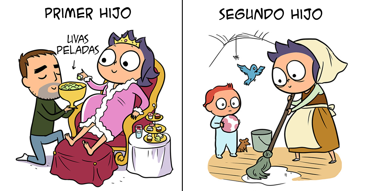 16 Cómics divertidos y honestos que muestran la diferencia entre tener el primer y el segundo hijo