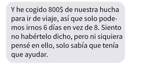 Este marido le explicó a su esposa que se había gastado 800$ de su hucha para vacaciones en un alumno suyo tras ver su ropa