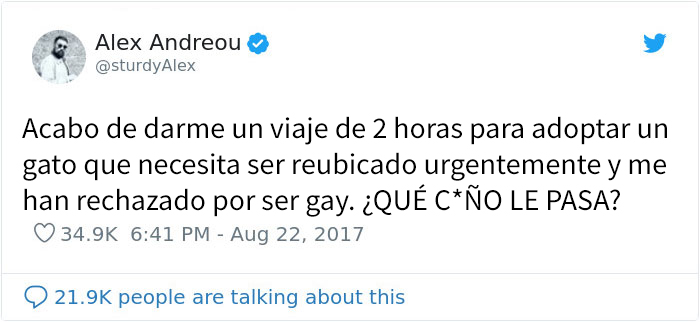 Este hombre fue rechazado como adoptante de un gato por ser gay, así que compartió los mensajes al respecto