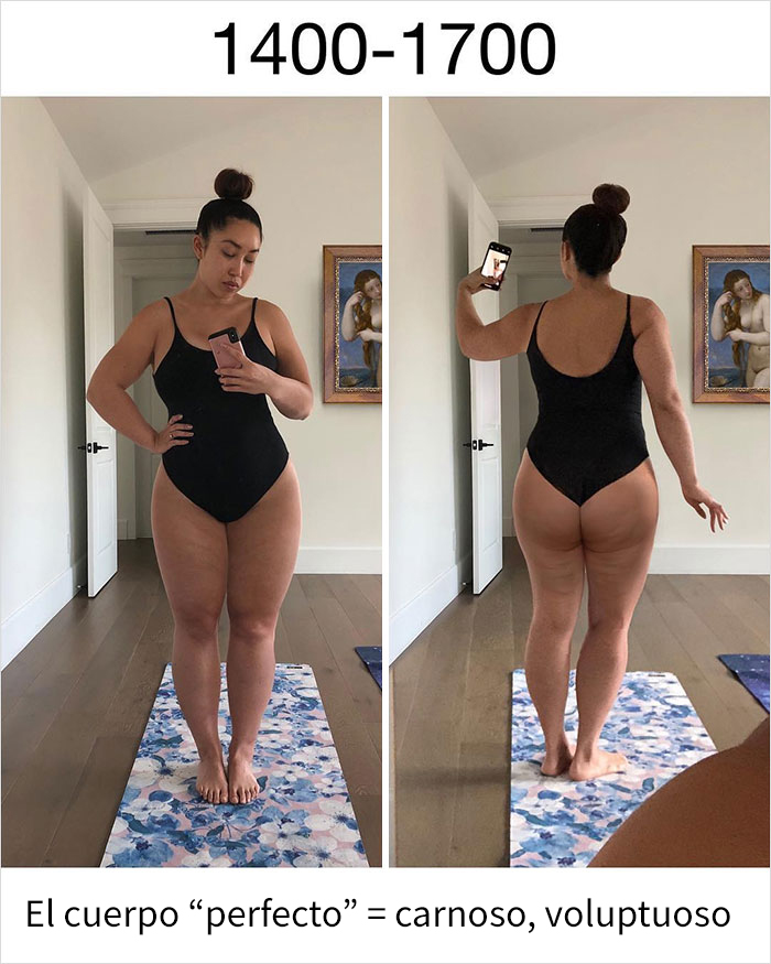 Esta mujer muestra cómo sería su aspecto si tuviera el cuerpo "perfecto" durante la Historia (6 imágenes)