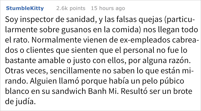 Una clienta deja una reseña negativa en Yelp tras "encontrar" un gusano en la comida, pero es desacreditada por un empleado del restaurante