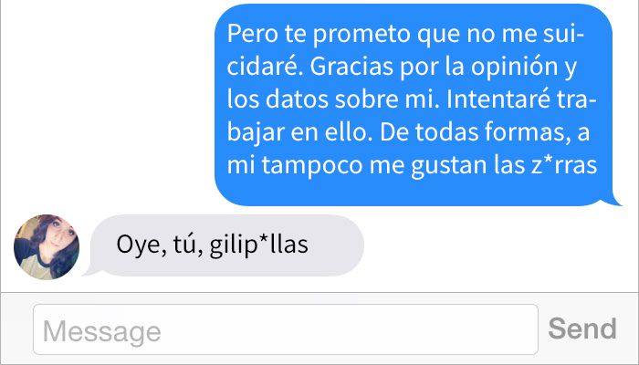 Esta chica en Tinder dijo que un chico era demasiado gordo para ella, así que él respondió