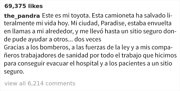 Este enfermero mostró el aspecto de su Toyota tras salvar muchas vidas de un incendio, y la compañía le respondió
