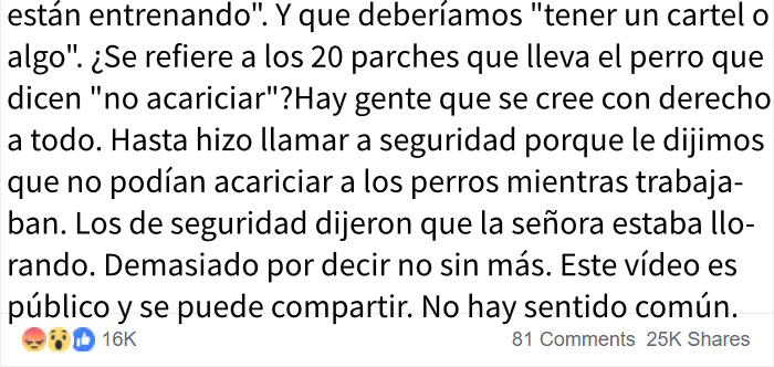 Esta madre "con derecho a todo" preguntó si su hijo podía acariciar un perro de servicio, pero no aceptó un "no" por respuesta