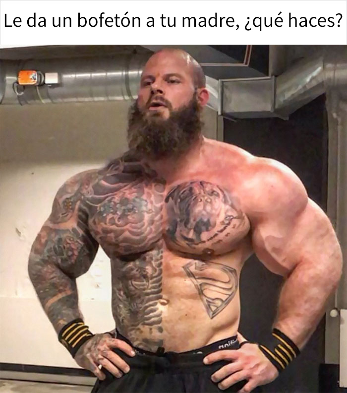 Este culturista descubrió que usaban una foto suya en un meme sobre pegar a madres, y respondió con la foto de su madre