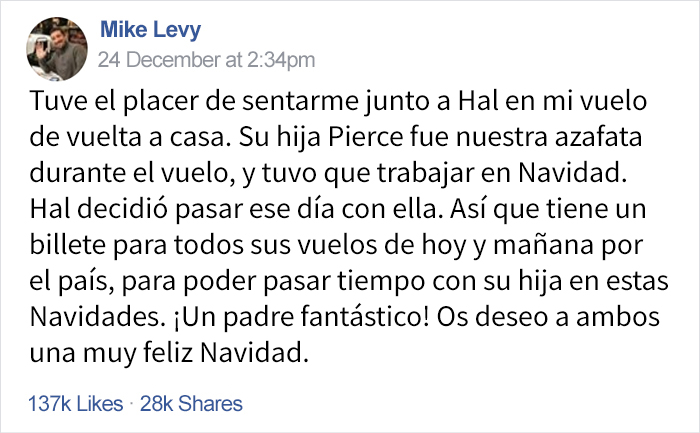 Este padre compró billetes en 6 vuelos para poder pasar la Navidad junto a su hija azafata