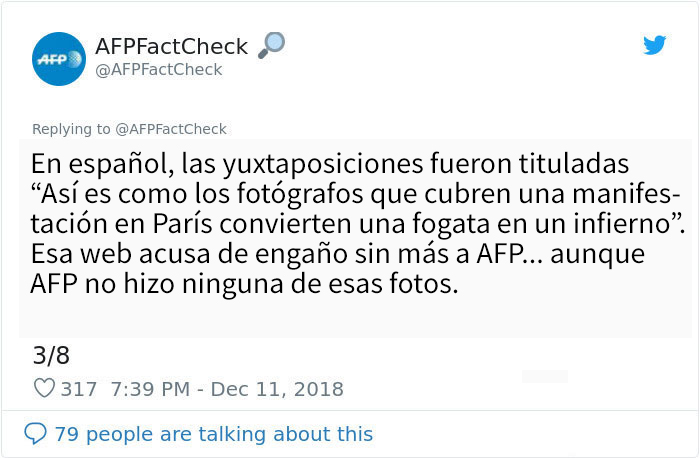 Muestran el "aspecto real" de las fogatas en las protestas de París, pero los hechos hablan por sí mismos
