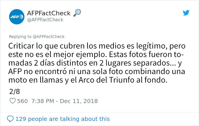 Muestran el "aspecto real" de las fogatas en las protestas de París, pero los hechos hablan por sí mismos