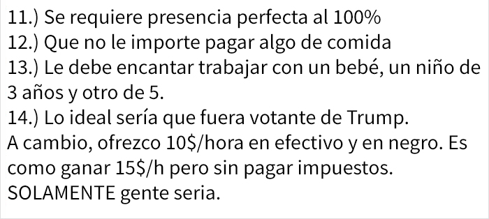 Los requisitos de esta madre para contratar a una niñera son tan irreales que los han publicado en un grupo para reírse de ello