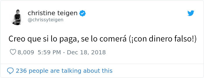 Chrissy Teigen ha creado un menú de verdad para su quisquillosa hija de 2 años