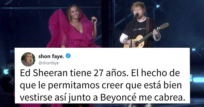 Una mujer se quejó del modo de vestir de Ed Sheeran junto a Beyoncé, pero fue destrozada en Twitter
