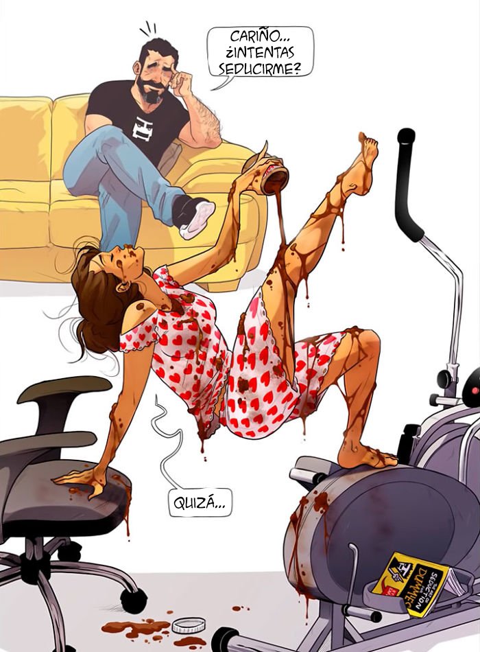 Este artista que ilustra su vida diaria junto a su esposa anuncia que van a tener un bebé, y comparte sus dificultades en 8 cómics