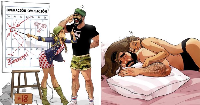 Este artista que ilustra su vida diaria junto a su esposa anuncia que van a tener un bebé, y comparte sus dificultades en 8 cómics