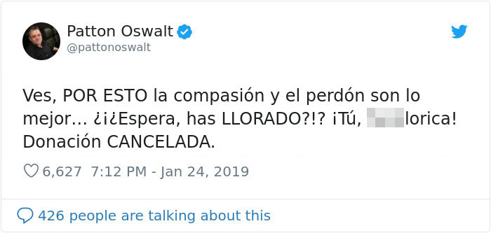 Patton Oswalt fue atacado por un trol en Twitter y al ver su perfil decide cambiar su vida por completo