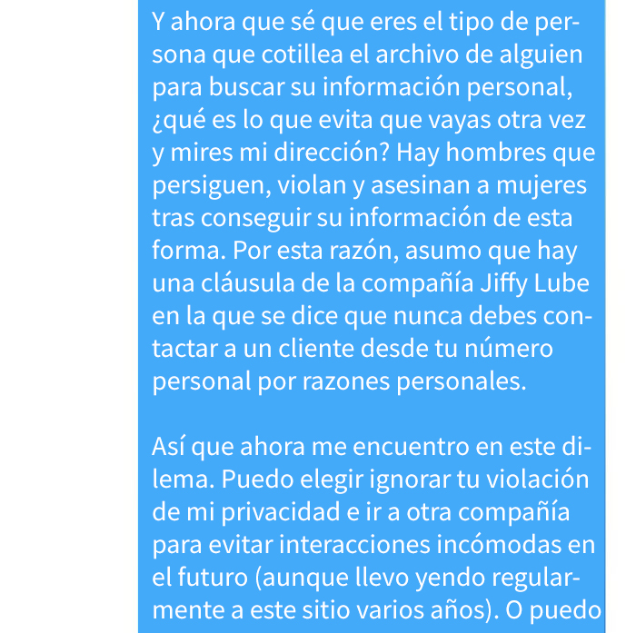 La gente aplaude la forma en que esta mujer calló a un empleado de Jiffy Lube que la estaba acosando
