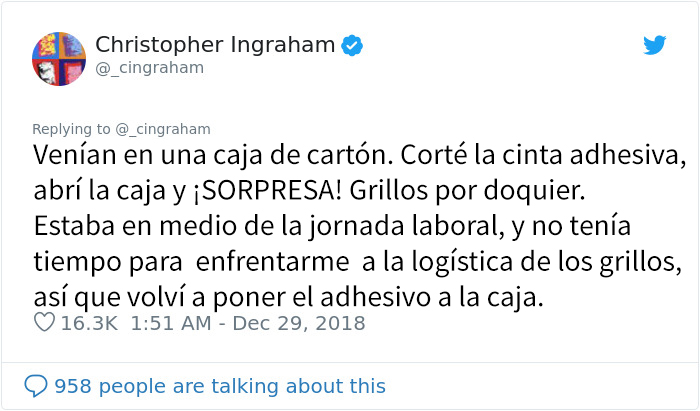 Este hombre liberó accidentalmente 250 grillos en su casa, y la gente llora de la risa