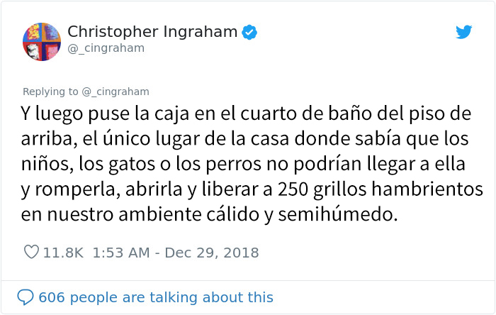 Este hombre liberó accidentalmente 250 grillos en su casa, y la gente llora de la risa