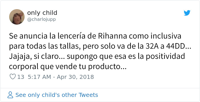 Se dan cuenta de que la nueva lencería de Rihanna es distinta para mujeres delgadas y de talla grande, y las comparan