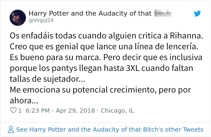 Se dan cuenta de que la nueva lencería de Rihanna es distinta para mujeres delgadas y de talla grande, y las comparan