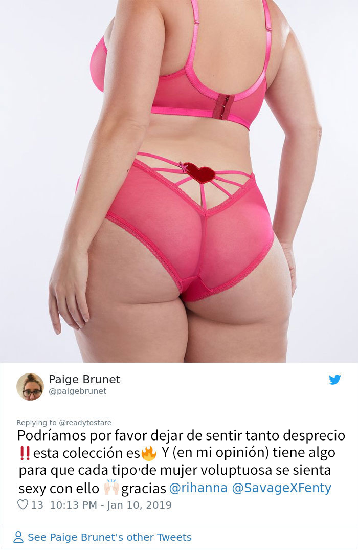 Se dan cuenta de que la nueva lencería de Rihanna es distinta para mujeres delgadas y de talla grande, y las comparan