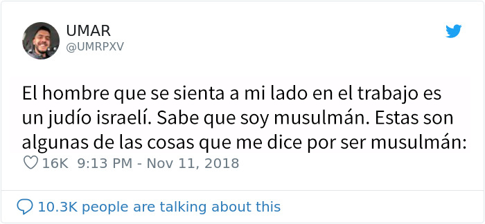 Este hombre musulmán comparte en Twitter como le trata cada día su compañero judío