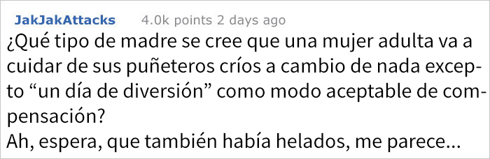 Esta madre no quiso pagar a la niñera porque "consiguió helado gratis y un día de diversión", así que ella le enseña sus mensajes "borrados"