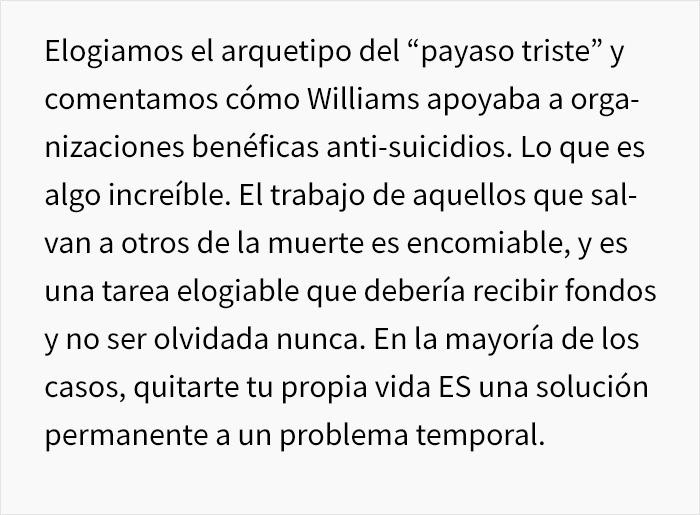 "Robin Williams no se suicidó": Esta persona quiere que se deje de usar el caso del actor para concienciar sobre los suicidios