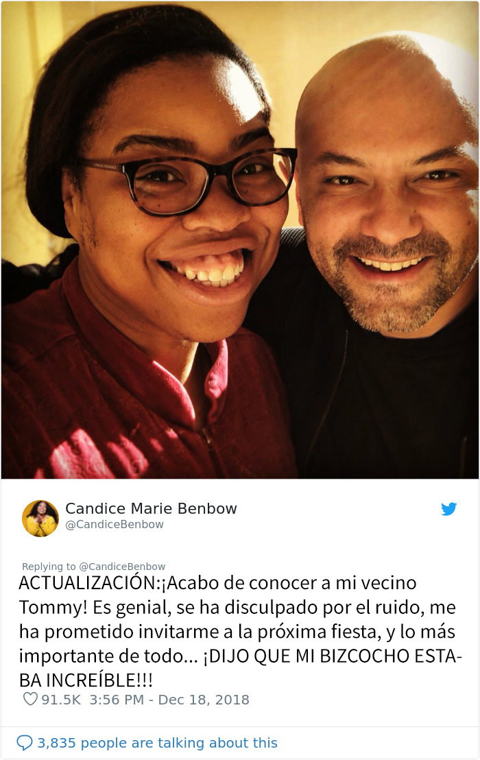 Esta mujer harta de su vecino ruidoso le escribió una divertida carta y le hizo un bizcocho a las 4 de la mañana