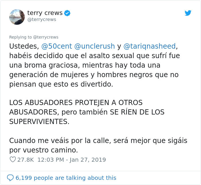 Varias celebridades se burlan de Terry Crews tras su declaración de abuso sexual por ser demasiado fuerte para que alguien abuse de él, pero Terry les cierra la boca