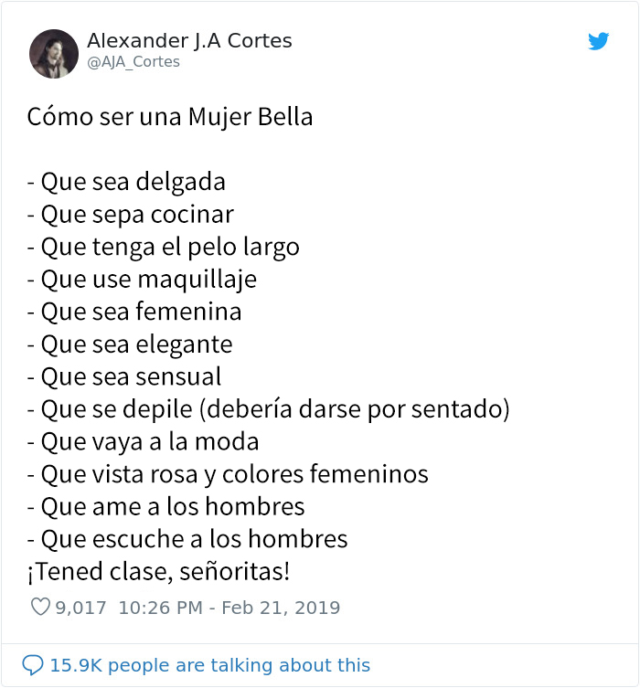 La gente destroza a este misógino sexista por sus 12 normas para "Mujeres Bellas"