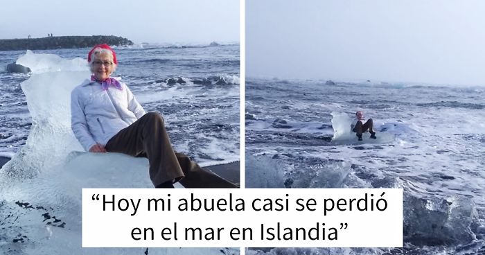 Esta abuela se sube a un iceberg para hacerse fotos y luego se va tranquilamente flotando a la deriva hacia mar abierto