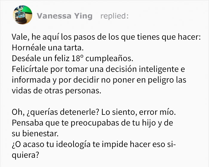 Esta madre antivacunas preguntó cómo evitar que su hijo se vacune al cumplir los 18, y fue acallada en los comentarios