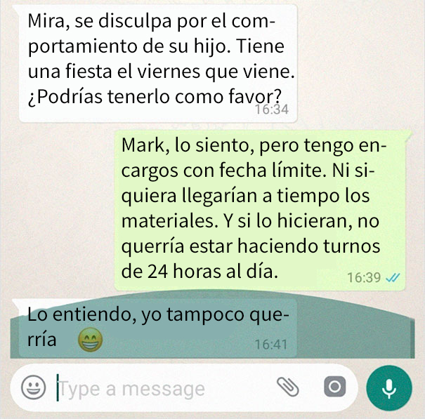 Este carpintero comparte la conversación con un niñato que le exigía una mesa personalizada en menos de 2 semanas