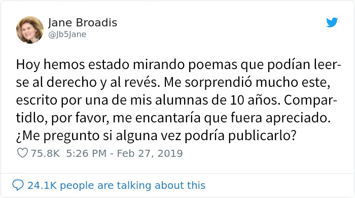 Esta estudiante de 10 años sorprendió a su profesora con un poema sobre la dislexia que se puede leer en ambos sentidos