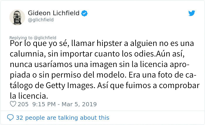 Un hipster se enfada porque han usado su foto en un artículo sobre el parecido entre los hipsters, y resulta que es otra persona