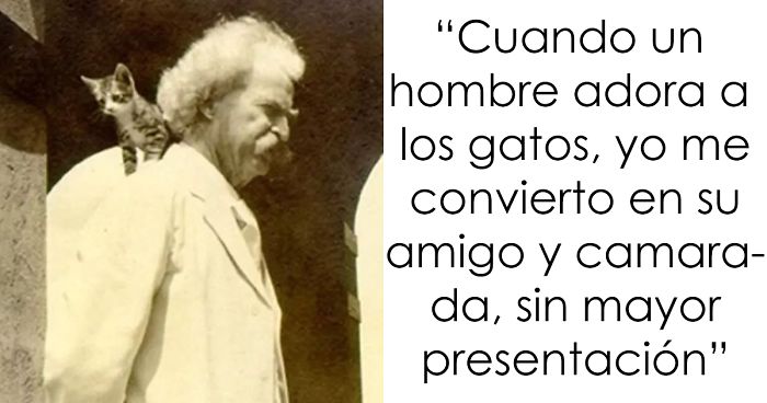 12 Fotos antiguas de 1900 que demuestran que Mark Twain estaba loco por los gatos