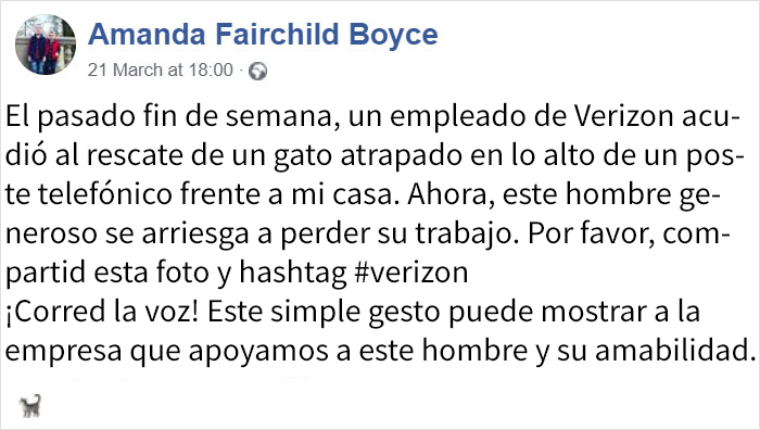Verizon expulsa temporalmente a un trabajador que usó su equipo de trabajo para rescatar a un gato