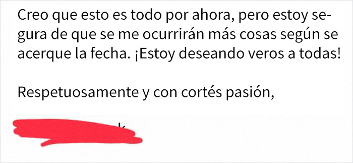 Esta mujer fue invitada por pena a una despedida de soltera, y envió una lista de normas ridículas para todas las chicas