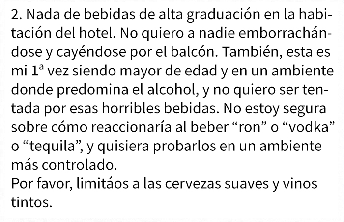 Esta mujer fue invitada por pena a una despedida de soltera, y envió una lista de normas ridículas para todas las chicas