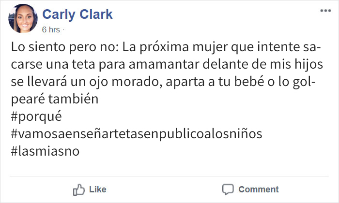 Esta madre amenaza con golpear a las mujeres que amamanten y a sus bebés, por lo que recibió reacciones negativas y perdió su empleo