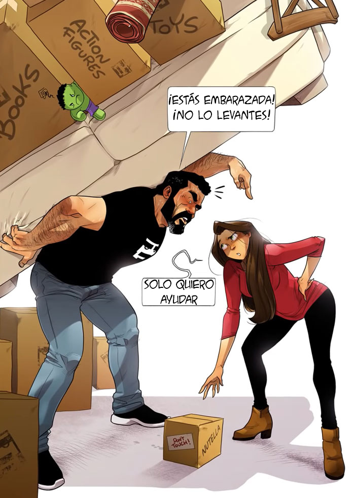 10 Divertidos cómics de Yehuda que muestran las dificultades de la pareja con el embarazo