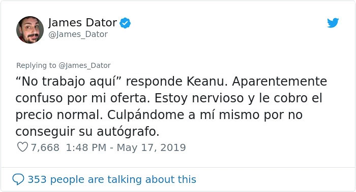 Alguien comparte cómo Keanu Reeves compró un helado solo para darle un autógrafo y la gente se enamora de él aún más