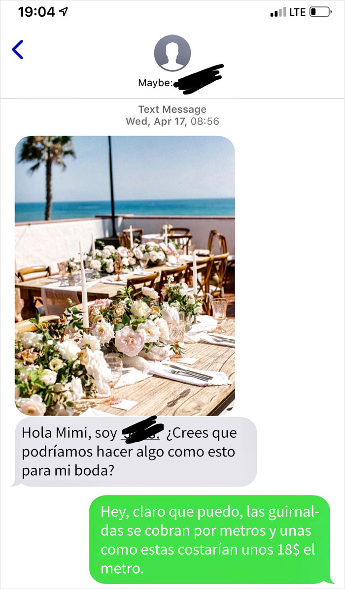 Esta florista comparte la conversación con una novia maleducada que esperaba que trabajara por visibilidad