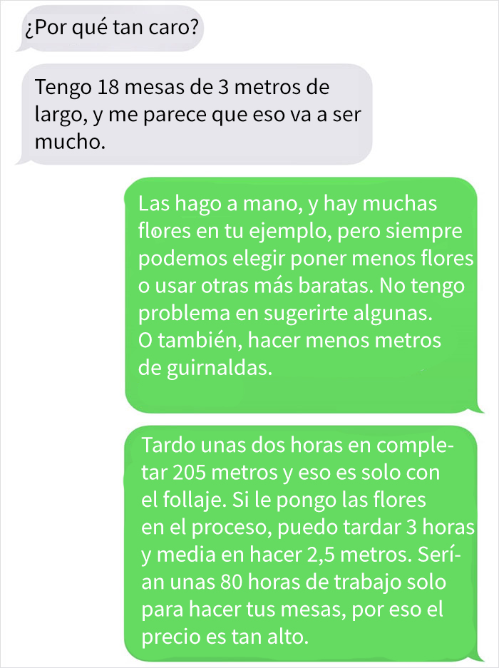 Esta florista comparte la conversación con una novia maleducada que esperaba que trabajara por visibilidad